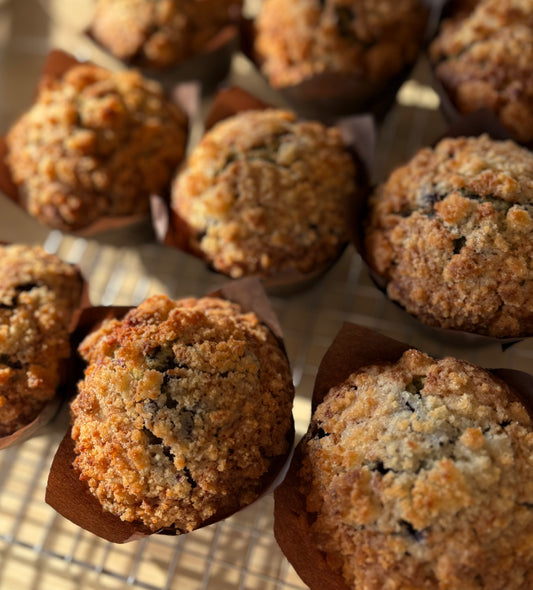 Wild Blueberry & Lemon Sourdough Muffins